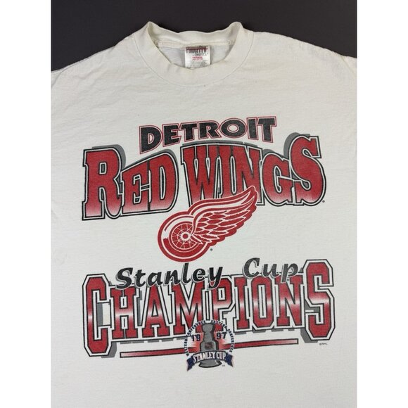 Rare Vintage 90s 1997 Detroit Red Wings Stanley Cup Champions NHL Hockey XL Tee - Picture 3 of 14